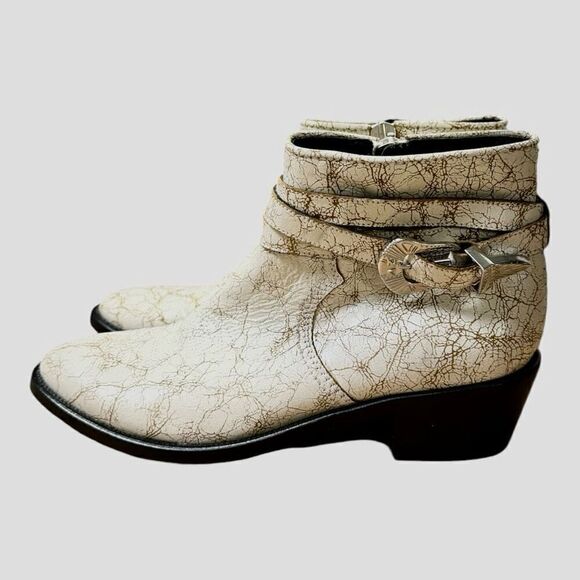 Zadig & Voltaire Cracked Leather Motorcycle Booties Boots Size 38 - Picture 3 of 6